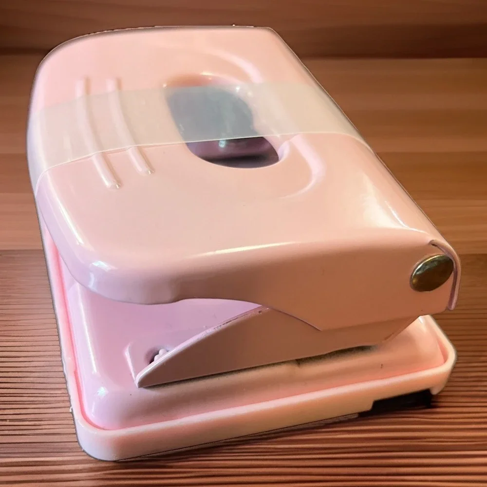 Compact PINK 2 Hole Paper Punch 1/4 Inch